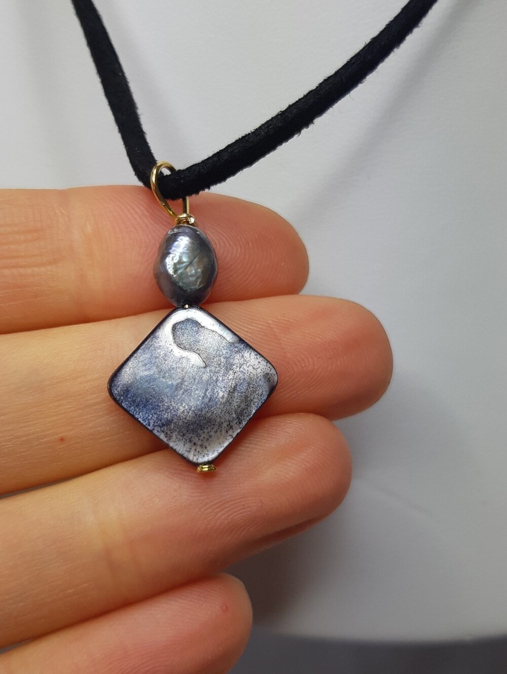 Abalone And Grey Freshwater Pearl Necklace